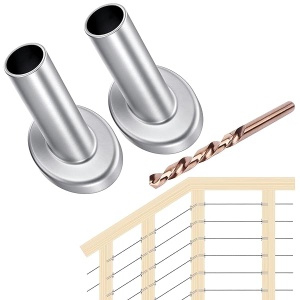 CKE 40 piezas de ángulo de 30 grados para barandilla de cable de 5/32 pulgadas, 3/16 pulgadas, protector de poste de madera de acero inoxidable de grado marino T316 con broca