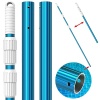 CKE Poste telescópico de aluminio azul de 1,3 mm de grosor, ajustable de 3 piezas, ampliable escalón, conectar redes de skimmer, rastrillos, cepillos, cabezales de vacío con mangueras, universal de 3,1 cm