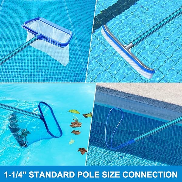 CKE Poste telescópico de aluminio azul de 1,3 mm de grosor, ajustable de 3 piezas, ampliable escalón, conectar redes de skimmer, rastrillos, cepillos, cabezales de vacío con mangueras, universal de 3,1 cm - Image 4