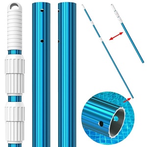 CKE Poste telescópico de aluminio azul de 1,3 mm de grosor, ajustable de 3 piezas, ampliable escalón, conectar redes de skimmer, rastrillos, cepillos, cabezales de vacío con mangueras, universal de 3,1 cm
