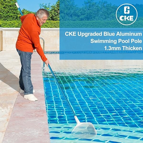 CKE Poste telescópico de aluminio azul de 1,3 mm de grosor, ajustable de 3 piezas, ampliable escalón, conectar redes de skimmer, rastrillos, cepillos, cabezales de vacío con mangueras, universal de 3,1 cm - Image 8