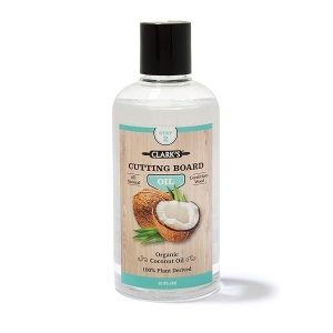 CLARK'S Coconut Cutting Board Oil (12 ounces) - 100% Plant Based (Vegan Friendly) | Made with Refined Coconut Oil, Natural Beeswax and Carnauba Wax | Does Not Contain Mineral Oil