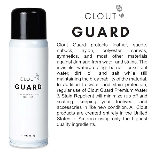 CLOUT Guard - Repelente de agua y manchas de alta calidad, impermeable y protege, piel, nubuck, tela, nailon, poliéster y más - Protector de cabeza de tenis para todos los tenis, zapatos, botas y - Image 6