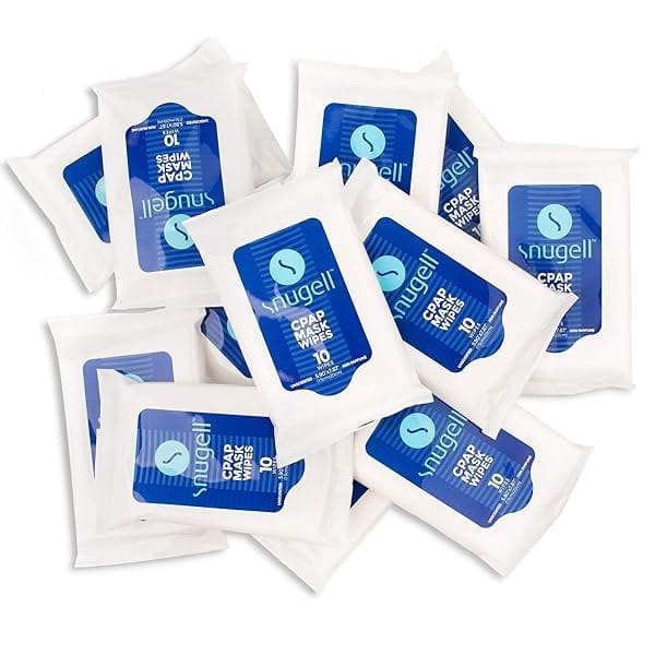 CPAP Mask Wipes 12 Travel Packs by Snugell| 12 Resealable Sachets with 10 Sheets Each| Unscented 100% Soft Cotton | Skin Safe with Aloe Vera| Fast & Easy Opening Sachets| Clean CPAP Mask and Devices| - Image 8
