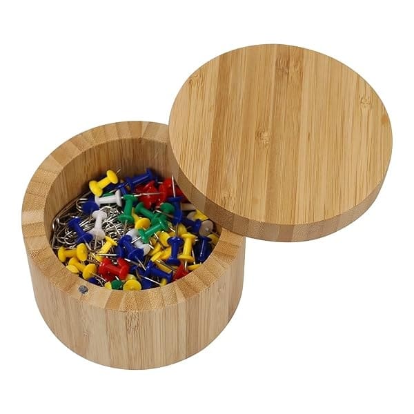 Caja de sal de bambú con tapa giratoria magnética, recipiente redondo de especias de 8 onzas, almacenamiento seguro y duradero y organización para condimentos, hierbas o artículos pequeños por HTB - Image 10