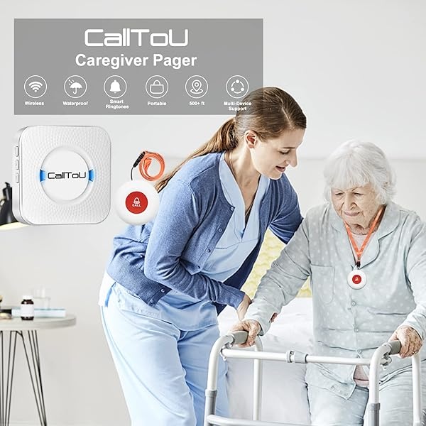 CallToU - Botón de alerta de ancianos para personas mayores, sistema de botón de emergencia inalámbrico para pacientes mayores, 3 receptores de enchufes, 3 transmisores portátiles impermeables - Image 3
