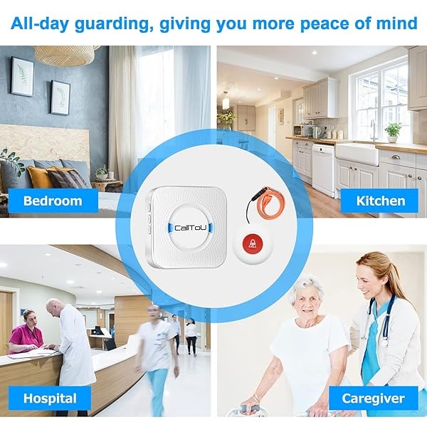 CallToU - Botón de alerta de ancianos para personas mayores, sistema de botón de emergencia inalámbrico para pacientes mayores, 3 receptores de enchufes, 3 transmisores portátiles impermeables - Image 4