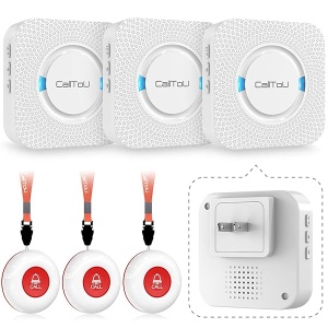 CallToU - Botón de alerta de ancianos para personas mayores, sistema de botón de emergencia inalámbrico para pacientes mayores, 3 receptores de enchufes, 3 transmisores portátiles impermeables