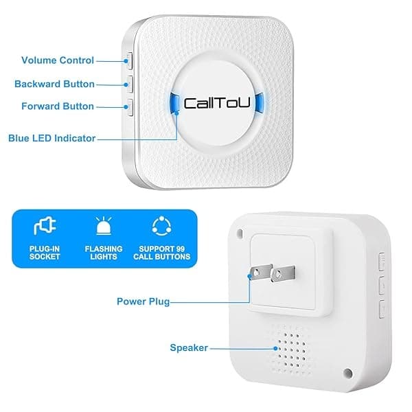 CallToU - Botón de alerta de ancianos para personas mayores, sistema de botón de emergencia inalámbrico para pacientes mayores, 3 receptores de enchufes, 3 transmisores portátiles impermeables - Image 5