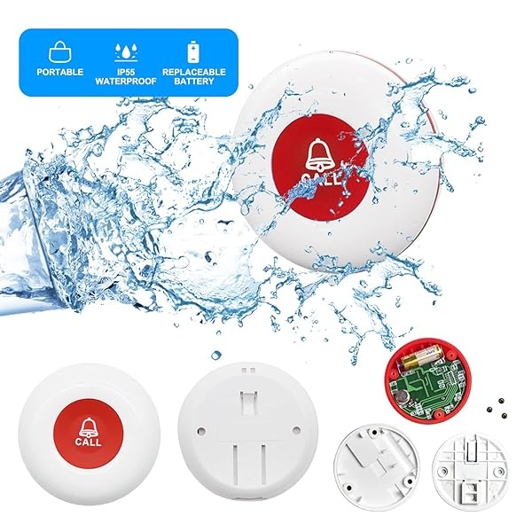 CallToU - Botón de alerta de ancianos para personas mayores, sistema de botón de emergencia inalámbrico para pacientes mayores, 3 receptores de enchufes, 3 transmisores portátiles impermeables - Image 8