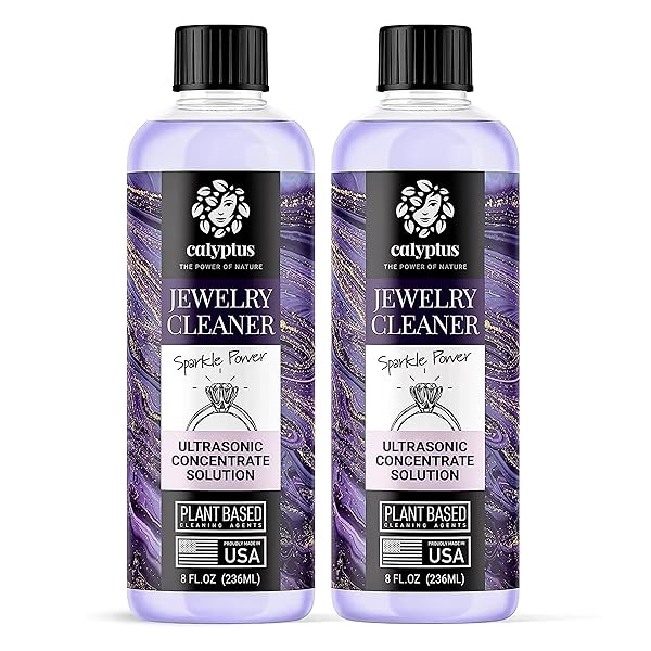 Calyptus - Limpiador ultrasónico concentrado para joyas, 100% natural, no tóxico y seguro | solución de limpieza sónica para diamantes, gemas, oro, plata y anteojos, 16 Ounces