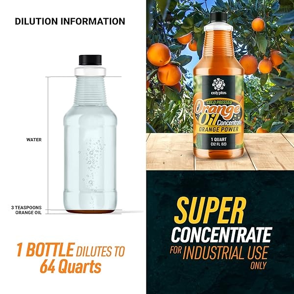 Calyptus concentrado de aceite de naranja natural prensado en frío | limpiador y desengrasante de cítricos multipropósito | diluye hasta 16 galones | hogar y al aire libre, 32 onzas - Image 7