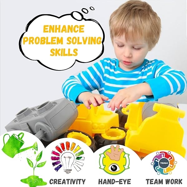 Camiones de construcción para niños de 3 a 5 años, juego de 3 vehículos, excavadora, grúa, camión volquete, juguete con destornillador y vástago de taladro, regalo educativo de cumpleaños para niños de 2, 3, 4 y 5 años - Image 3