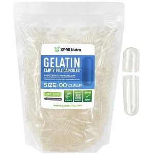 Cápsulas Express - Cápsulas de gelatina vacías transparentes - Certificado Kosher y Halal - Cápsula de gelatina bovino puro sin gluten, relleno en polvo