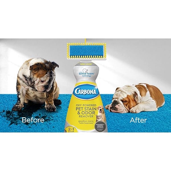 Carbona 2 en 1 Oxy-Powered removedor de manchas y olores de mascotas con tecnología de espuma activa, cabezal de cepillo de esponja y cerdas | Fórmula de eliminación de manchas | 27.5 onzas líquidas, paquete de 2 - Image 3