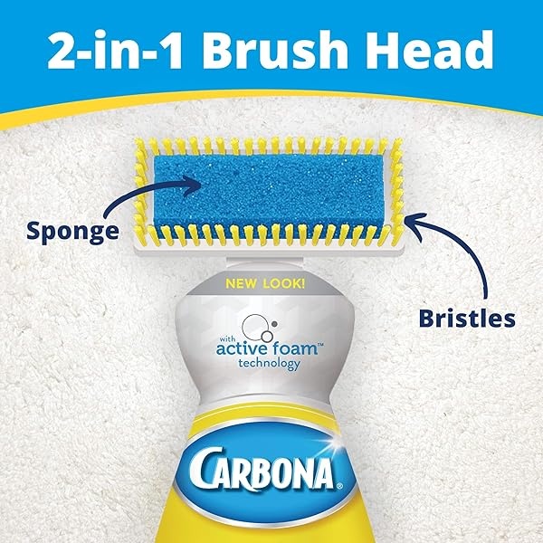 Carbona 2 en 1 Oxy-Powered removedor de manchas y olores de mascotas con tecnología de espuma activa, cabezal de cepillo de esponja y cerdas | Fórmula de eliminación de manchas | 27.5 onzas líquidas, paquete de 2 - Image 5