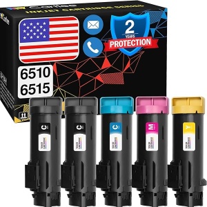 Cartlee Juego de 5 cartuchos de tóner láser compatibles con Xerox Phaser 6510, 6510, dni 6510, dn 6510, n Workcentre 6515, 6515, dni 6515, dn 6515/n (2 negros, 1 cian, 1 magenta, 1 amarillo)