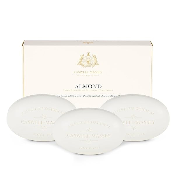 Caswell-Massey Triple Milled Luxury Bath Soap Set - Almond Cold Cream - 5.8 Ounces Each, 3 Bars