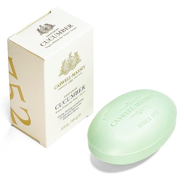 Caswell-Massey Triple Milled Luxury Bath Soap Set - Cucumber and Elderflower Single Bar Soap, 5.8 Oz