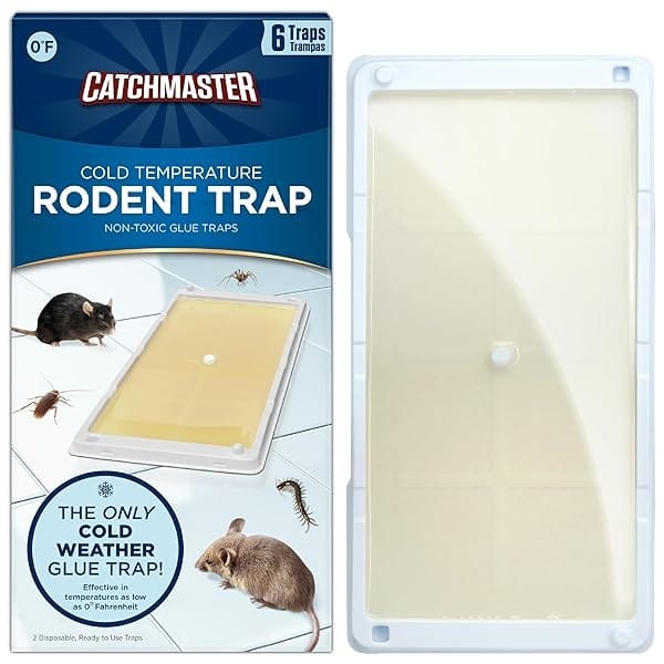 Catchmaster - Trampas de pegamento para clima frío, 6 bandejas, listas para usar en interiores. Insectos de rata, ratón, roedor, no tóxicos, sin calefacción, residencial, congelación, herramienta de ático para cobertizo, granero, garaje, fabricado en los Estados Unidos