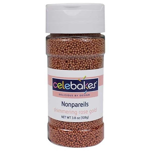 Celebakes Espolvorines decorativos brillantes NonPareils dorados, 3,8 oz - Image 3