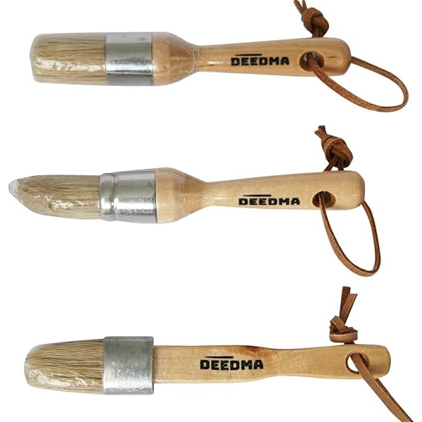 Chalk Paint Wax Brush Set - Smooth, Effortless and Detailed Painting Brush Set - Comfy All-Natural Boar Bristle Brushes - No Streak 3 Piece Deedma Brush Set with The Bonus Included