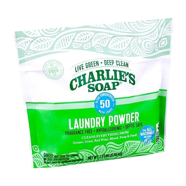 Charlie’s Soap – Fragrance Free Laundry Powder Detergent – 50 Loads (1.3 lbs, 1 Pack) - Image 5