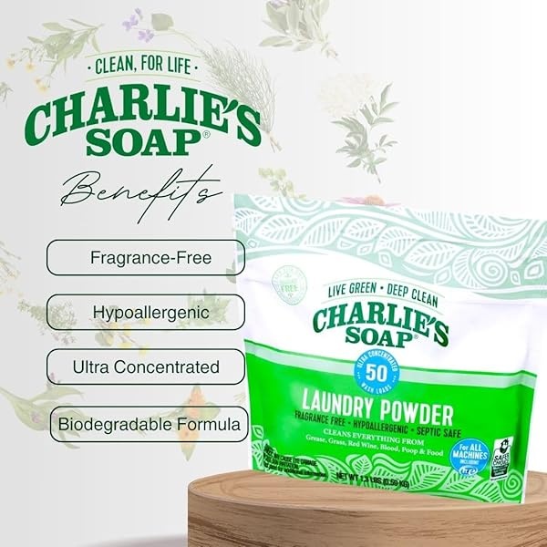 Charlie’s Soap – Fragrance Free Laundry Powder Detergent – 50 Loads (1.3 lbs, 1 Pack) - Image 6