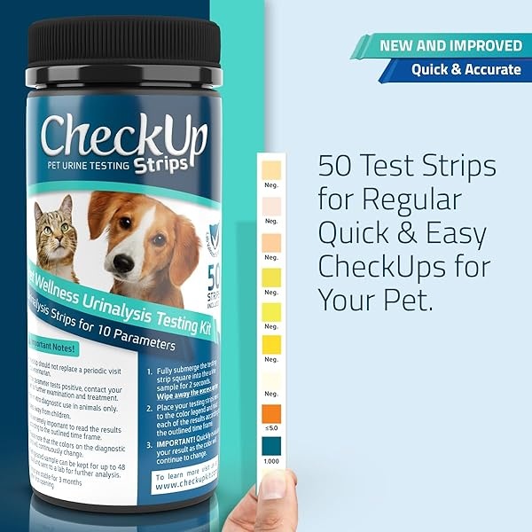 Chequeo 10 parámetros de tiras de prueba de orina para gatos y perros x 50, monitoreo de la salud de las mascotas, detecta urobilinógeno, glucosa, bilirrubina, cetona, gravedad específica, sangre, pH, proteína, nitrito, leucocitos - Image 3