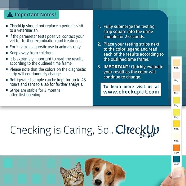 Chequeo 10 parámetros de tiras de prueba de orina para gatos y perros x 50, monitoreo de la salud de las mascotas, detecta urobilinógeno, glucosa, bilirrubina, cetona, gravedad específica, sangre, pH, proteína, nitrito, leucocitos - Image 6