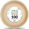 Chic Leaf Platos de hoja de palma desechables de bambú como paquete redondo de 10 pulgadas (100 unidades) – Platos de fiesta 100% compostables y biodegradables – Platos de boda resistentes y ecológicos
