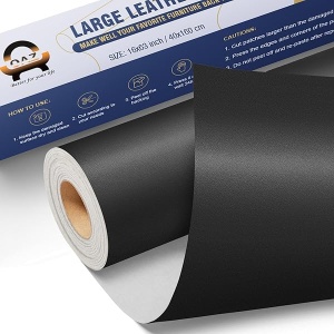 Cinta de reparación de piel, cinta de reparación de piel autoadhesiva de 16 x 63 pulgadas para muebles, kit de reparación de piel para asiento de coche, sofá, silla, asiento de barco, color negro liso