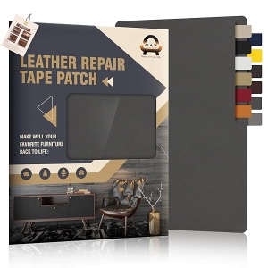 Cinta de reparación de piel, cinta de reparación de piel autoadhesiva de 9 x 11 pulgadas para muebles, kit de reparación de piel para asiento de coche, sofá, silla, asiento de barco, color negro liso