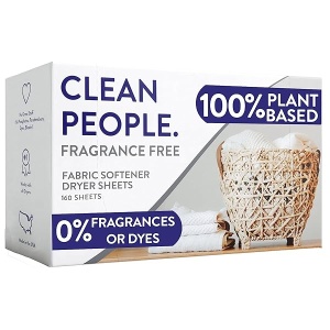 Clean People All - Hojas suavizantes de tela naturales para secador, sin fragancia, paquete de 2 (2 x 80 hojas)