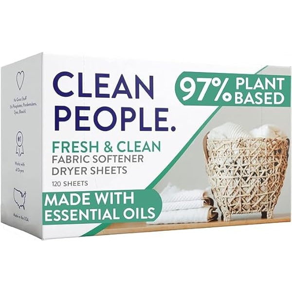 Clean People - Hojas de secado suavizante de tela natural, aroma fresco, 160 unidades (160 unidades)
