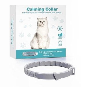 Collar calmante Andrimax para gatos y gatitos, alivia la ansiedad o el estrés, fórmula de feromonas naturales, no dañina, resistente al agua, para tu mascota, collar de hasta 15 pulgadas, se adapta a gatos