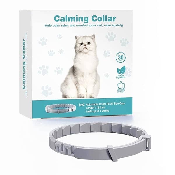 Collar calmante Andrimax para gatos y gatitos, alivia la ansiedad o el estrés, fórmula de feromonas naturales, no dañina, resistente al agua, para tu mascota, collar de hasta 15 pulgadas, se adapta a gatos