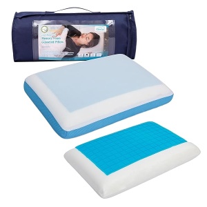 Comfyt - Almohada cervical refrescante, almohada ortopédica de espuma viscoelástica para dormir en el estómago, almohadas de cama con refuerzo para dormir, capa de gel que proporciona frescura, funda