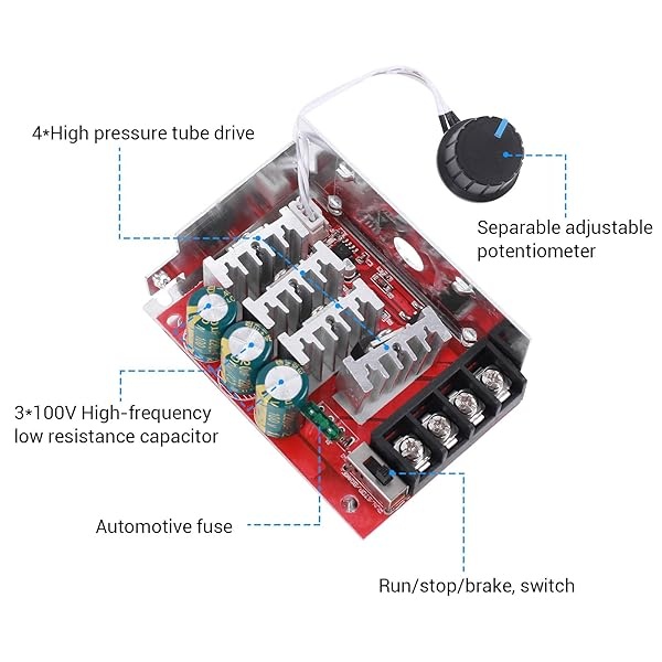 Controlador de velocidad del motor PWM CC, PEMENOL 7-70 V 30 A, interruptor de control de velocidad ajustable PWM regulador de velocidad del motor con fusible de 30 A utilizado para control de velocidad del ventilador - Image 3