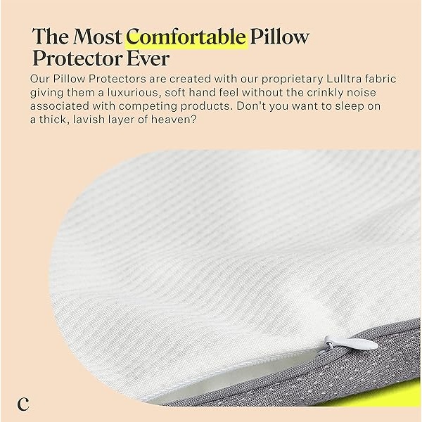 Coop Home Goods - Protector de almohada impermeable con cierre para almohadas de espuma viscoelástica - Paquete de 2 fundas de almohada estándar - tela suave transpirable y lavable a máquina - Tamaño estándar (20 x 26) - Image 6