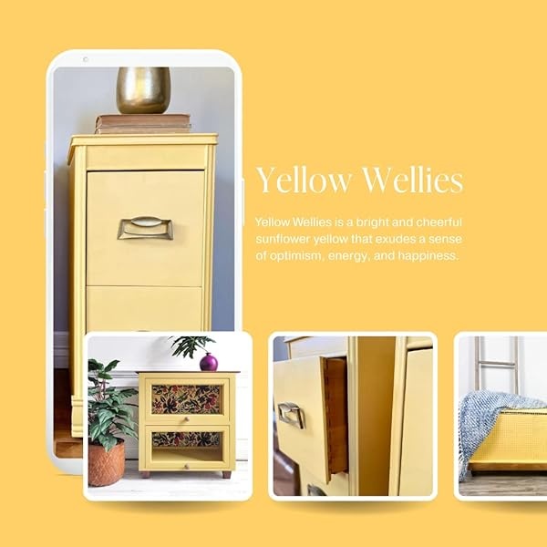 Country Chic Paint - Pintura todo en uno estilo de gis para muebles, decoración del hogar, armarios, manualidades, respetuosa con el medio ambiente, preparación mínima de superficies, pintura mate multisuperficie - chanclos amarillas [amarillo] - cuarto de galón (32 onzas) - Image 4