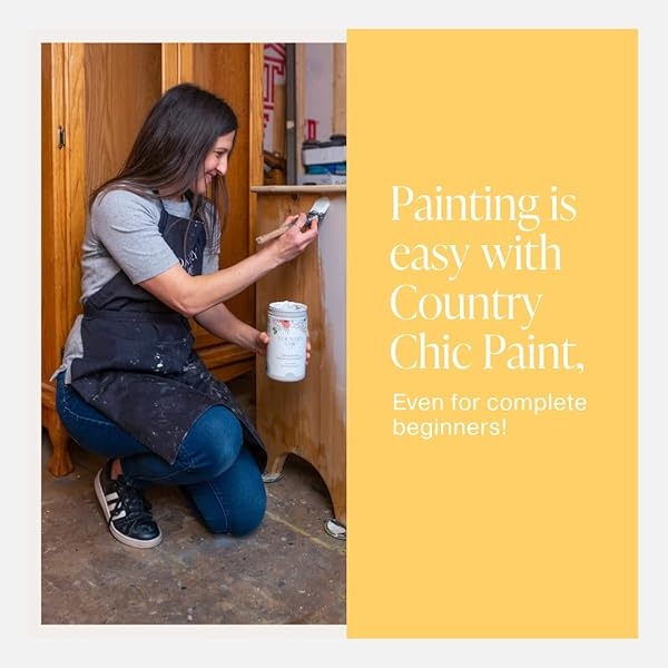 Country Chic Paint - Pintura todo en uno estilo de gis para muebles, decoración del hogar, armarios, manualidades, respetuosa con el medio ambiente, preparación mínima de superficies, pintura mate multisuperficie - chanclos amarillas [amarillo] - cuarto de galón (32 onzas) - Image 6