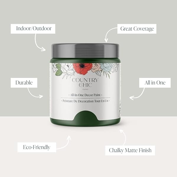 Country Chic Paint - Pintura todo en uno estilo gis para muebles, decoración del hogar, armarios, manualidades, pintura mate respetuosa con el medio ambiente, fuegos artificiales [verde bosque] 4 - Image 3