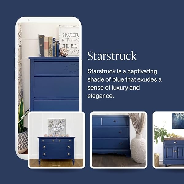 Country Chic Paint - Pintura todo en uno estilo gis para muebles, decoración del hogar, armarios, manualidades, pintura mate respetuosa con el medio ambiente, Starstruck [azul marino] 4 onzas - Image 4