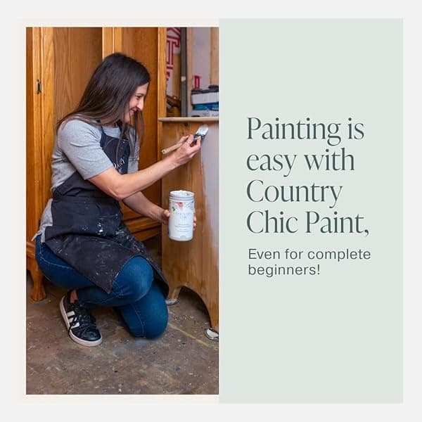 Country Chic Paint - Pintura todo en uno estilo gis para muebles, decoración del hogar, armarios, manualidades, pintura mate respetuosa con el medio ambiente, cadena de perlas [verde claro] 4 onzas - Image 6