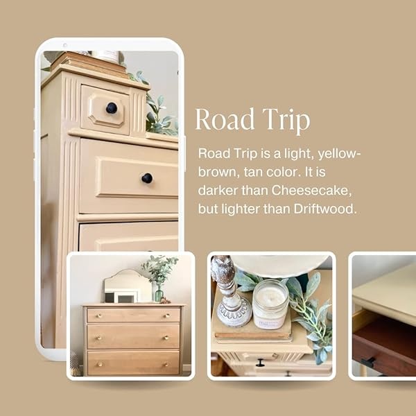 Country Chic Paint - Pintura todo en uno estilo gis para muebles, decoración del hogar, armarios, manualidades, pintura mate respetuosa con el medio ambiente, viaje por carretera [beige] Pinta 16 - Image 4