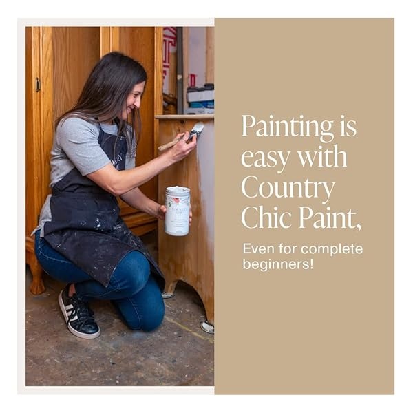 Country Chic Paint - Pintura todo en uno estilo gis para muebles, decoración del hogar, armarios, manualidades, pintura mate respetuosa con el medio ambiente, viaje por carretera [beige] Pinta 16 - Image 9