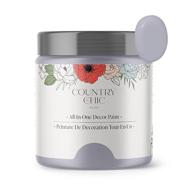 Country Chic Paint - Pintura todo en uno estilo gis para muebles, decoración del hogar, armarios, manualidades, pintura mate respetuosa con el medio ambiente, glicina [morado claro] pinta 16 onzas /