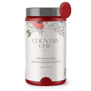 Country Chic Paint - Pintura todo en uno estilo gis para muebles, decoración del hogar, armarios, manualidades, pintura mate respetuosa con el medio ambiente, amapola [rojo brillante] cuarto de galón