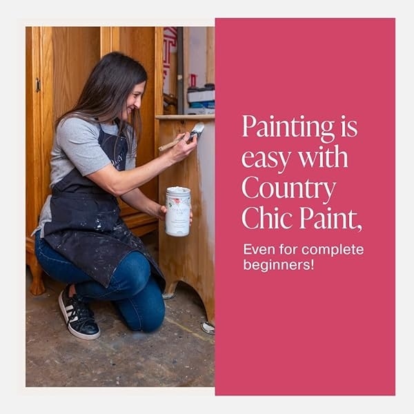 Country Chic Paint - Pintura todo en uno estilo gis para muebles, decoración del hogar, armarios, manualidades, pintura mate respetuosa con el medio ambiente, sorbete de frambuesa [rosa] 4 onzas/118 - Image 6